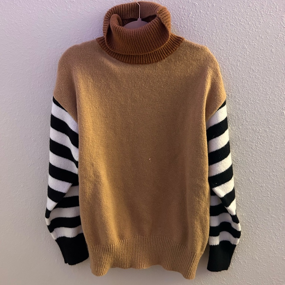 Brown, white, and Black sweater